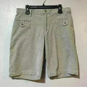 Lee Shorts Womens Size 14 Medium Comfort Waistband Stretch Striped Bermuda Beach